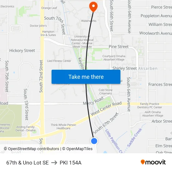 67th & Uno Lot SE to PKI 154A map