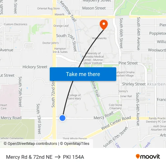 Mercy Rd & 72nd NE to PKI 154A map