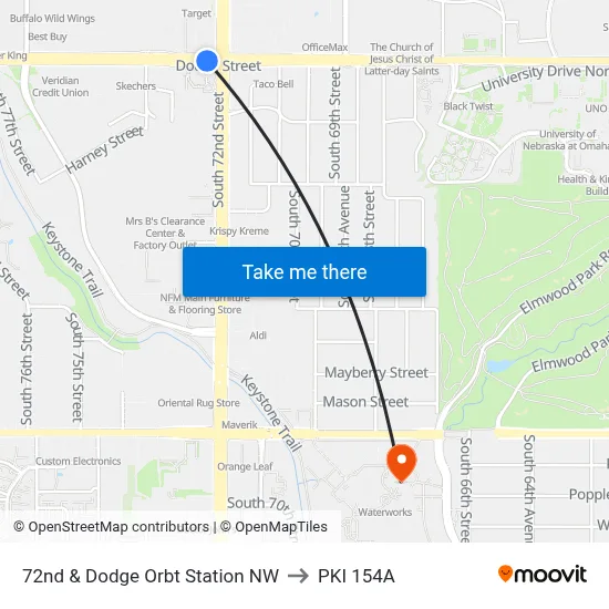 72nd & Dodge Orbt Station NW to PKI 154A map
