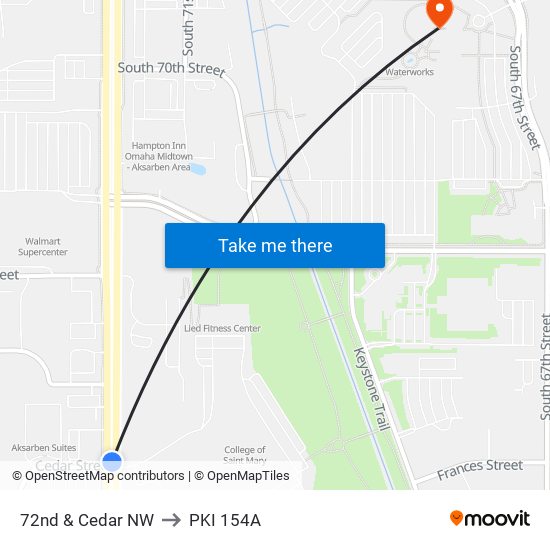 72nd & Cedar NW to PKI 154A map