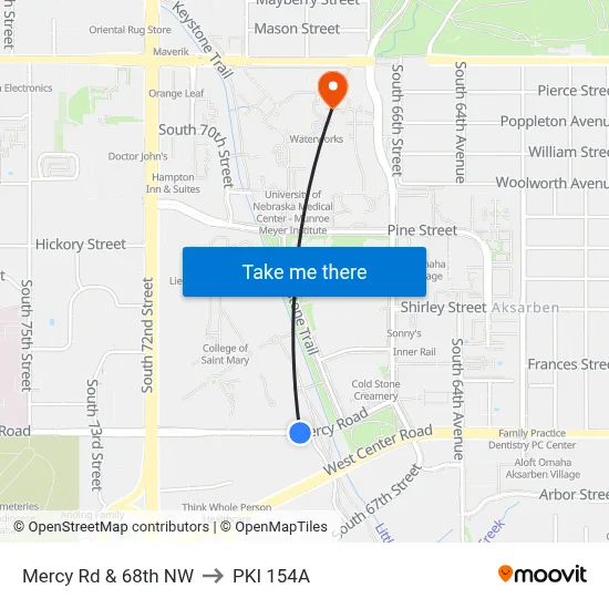 Mercy Rd & 68th NW to PKI 154A map