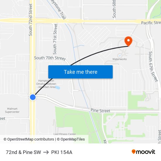 72nd & Pine SW to PKI 154A map