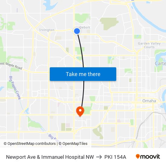 Newport Ave & Immanuel Hospital NW to PKI 154A map