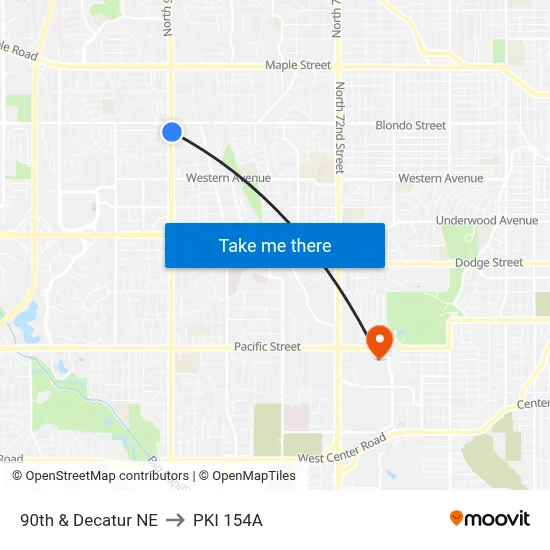 90th & Decatur NE to PKI 154A map