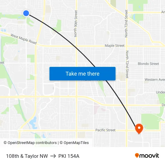 108th & Taylor NW to PKI 154A map