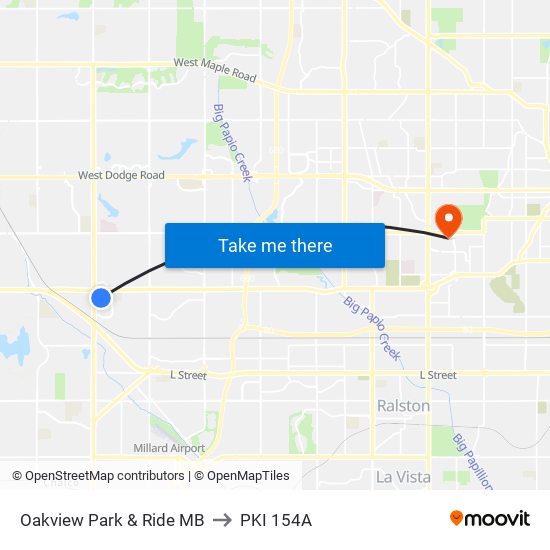 Oakview Park & Ride MB to PKI 154A map