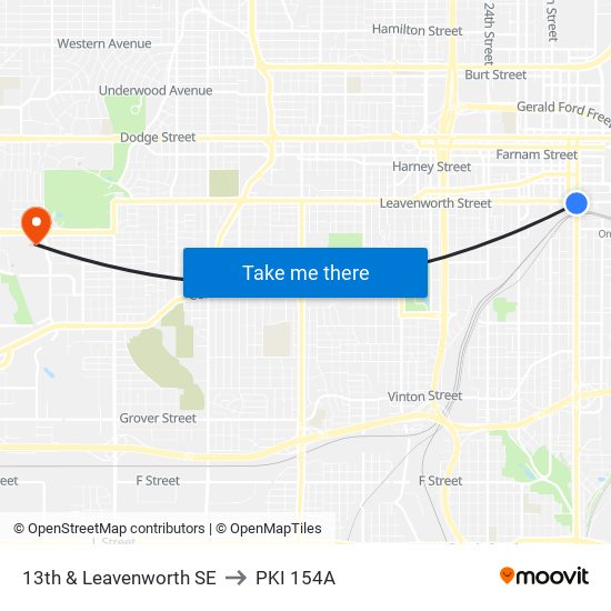 13th & Leavenworth SE to PKI 154A map