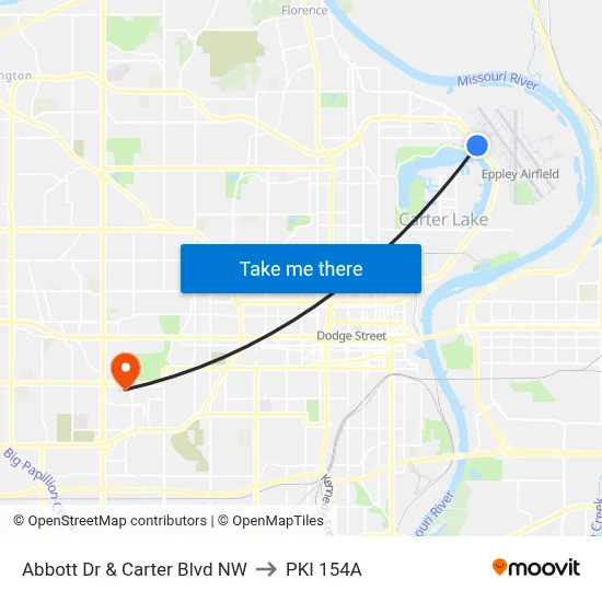 Abbott Dr & Carter Blvd NW to PKI 154A map