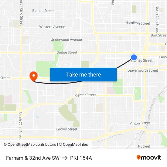 Farnam & 32nd Ave SW to PKI 154A map