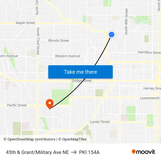 45th & Grant/Military Ave NE to PKI 154A map