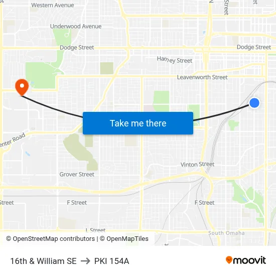 16th & William SE to PKI 154A map