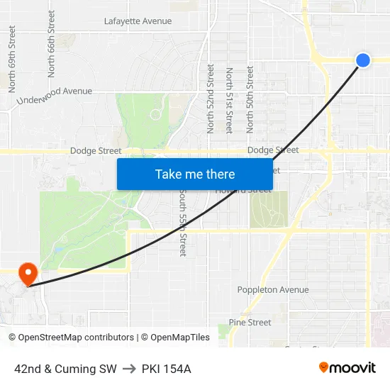 42nd & Cuming SW to PKI 154A map