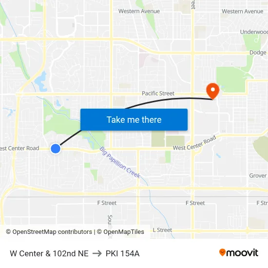W Center & 102nd NE to PKI 154A map