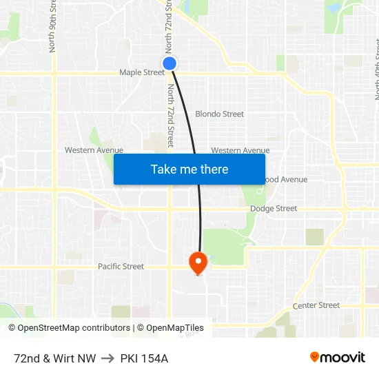 72nd & Wirt NW to PKI 154A map