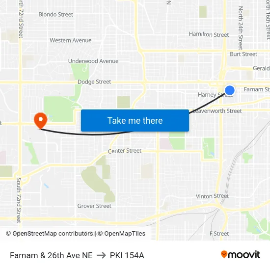 Farnam & 26th Ave NE to PKI 154A map