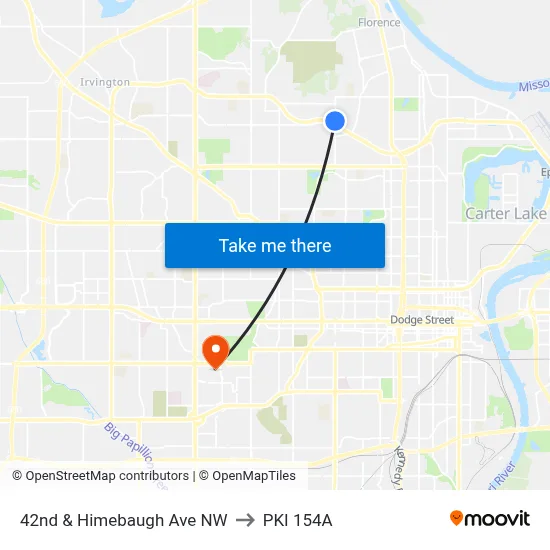 42nd & Himebaugh Ave NW to PKI 154A map