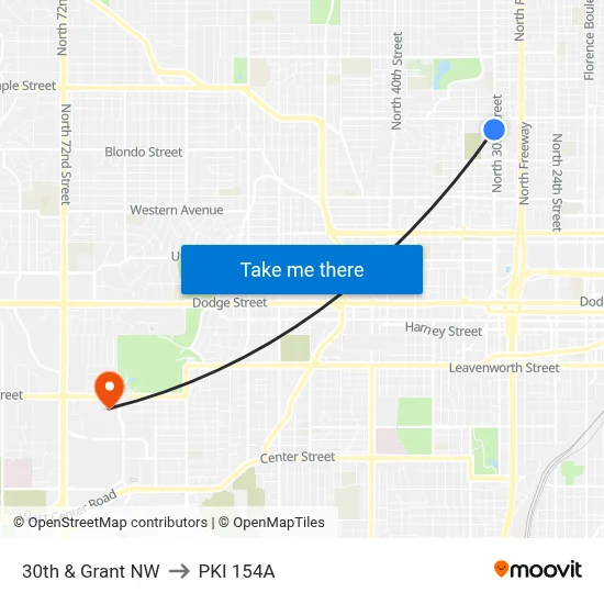 30th & Grant NW to PKI 154A map