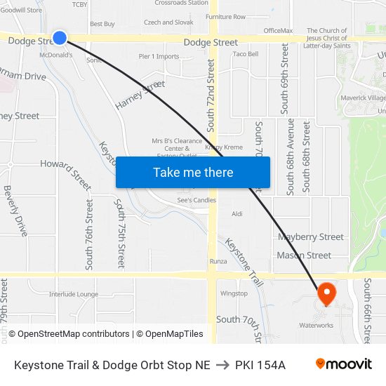 Keystone Trail & Dodge Orbt Stop NE to PKI 154A map