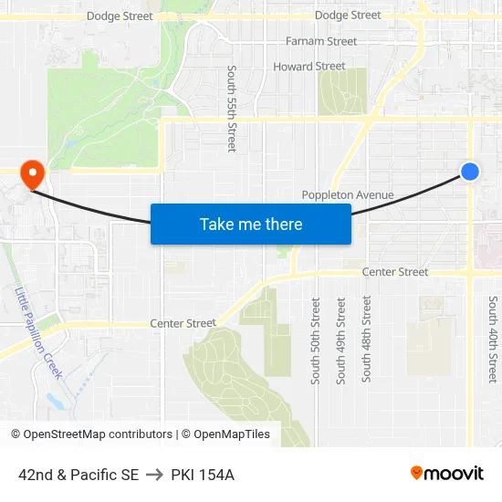 42nd & Pacific SE to PKI 154A map