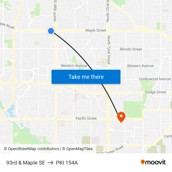 93rd & Maple SE to PKI 154A map