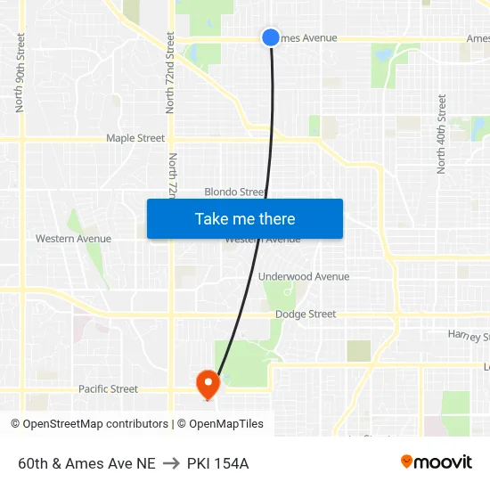 60th & Ames Ave NE to PKI 154A map