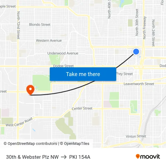 30th & Webster Plz NW to PKI 154A map