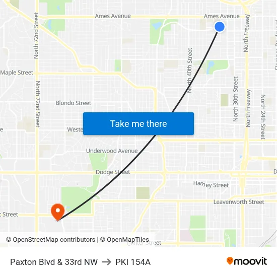 Paxton Blvd & 33rd NW to PKI 154A map