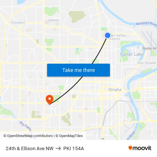 24th & Ellison Ave NW to PKI 154A map