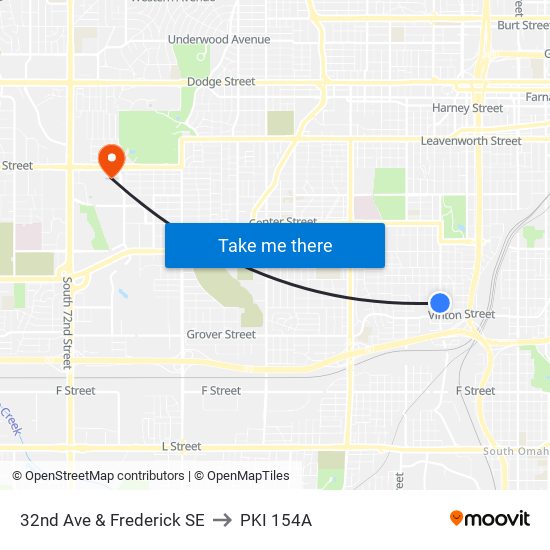 32nd Ave & Frederick SE to PKI 154A map