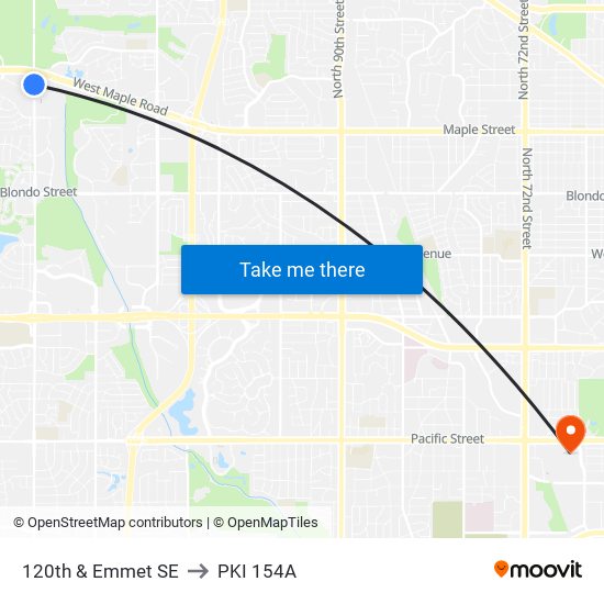 120th & Emmet SE to PKI 154A map