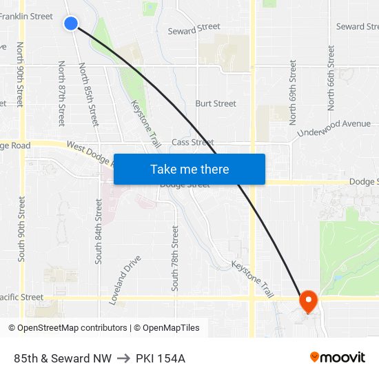 85th & Seward NW to PKI 154A map