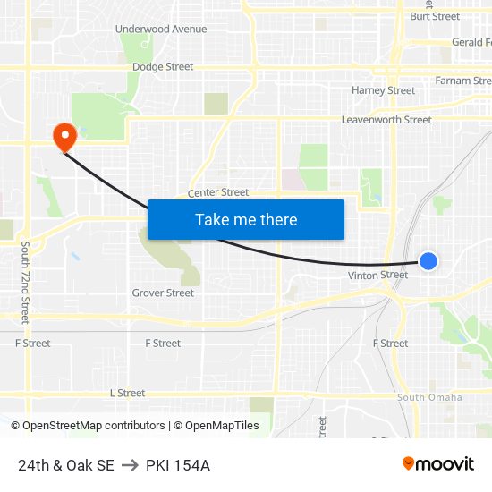 24th & Oak SE to PKI 154A map