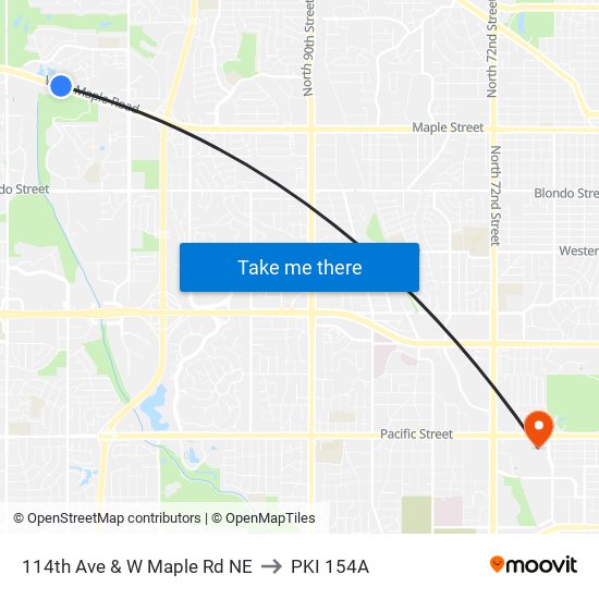 114th Ave & W Maple Rd NE to PKI 154A map