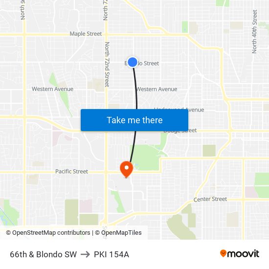 66th & Blondo SW to PKI 154A map