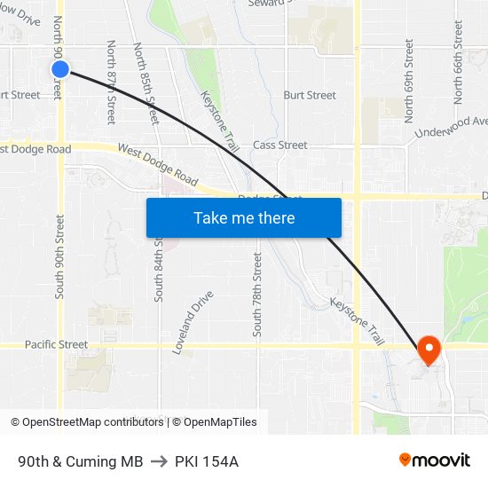 90th & Cuming MB to PKI 154A map