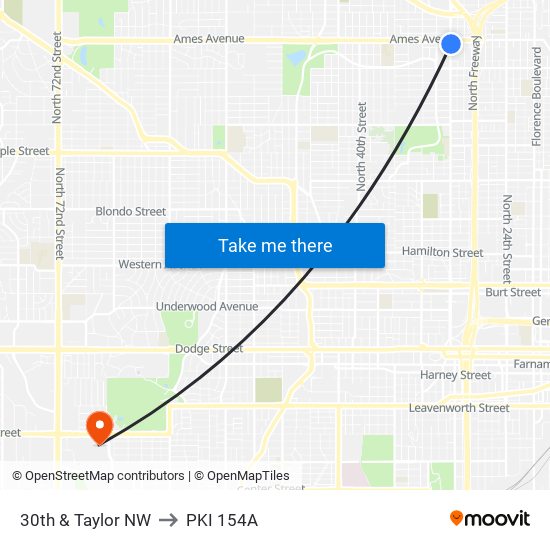 30th & Taylor NW to PKI 154A map