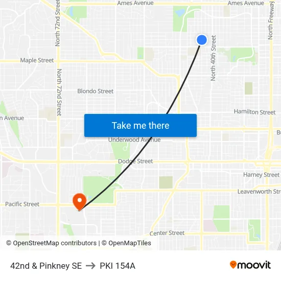 42nd & Pinkney SE to PKI 154A map
