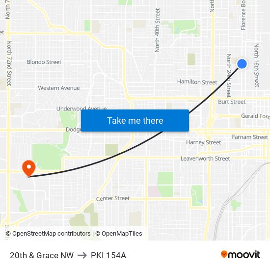 20th & Grace NW to PKI 154A map