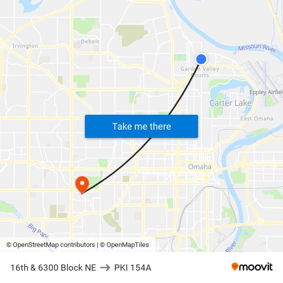 16th & 6300 Block NE to PKI 154A map