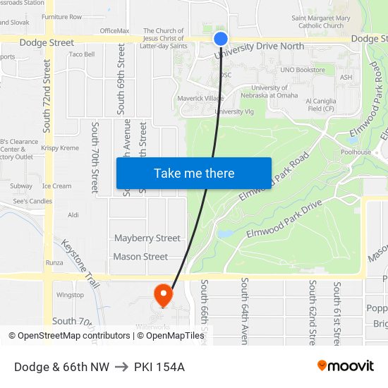 Dodge & 66th NW to PKI 154A map