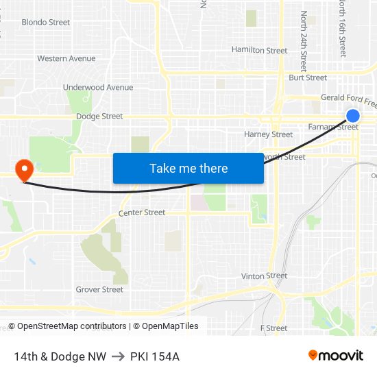 14th & Dodge NW to PKI 154A map