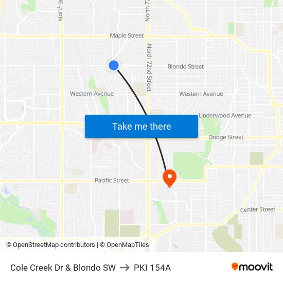 Cole Creek Dr & Blondo SW to PKI 154A map