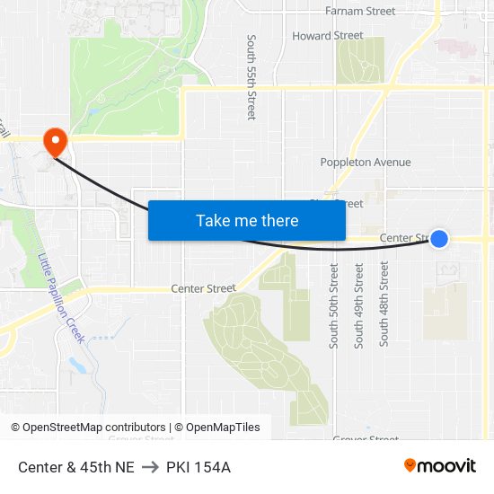 Center & 45th NE to PKI 154A map