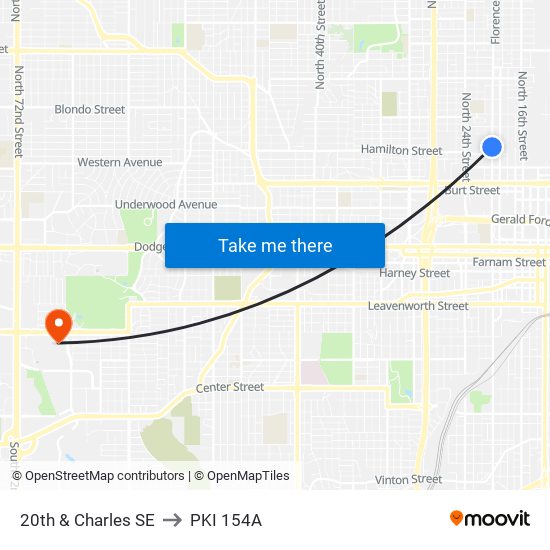 20th & Charles SE to PKI 154A map