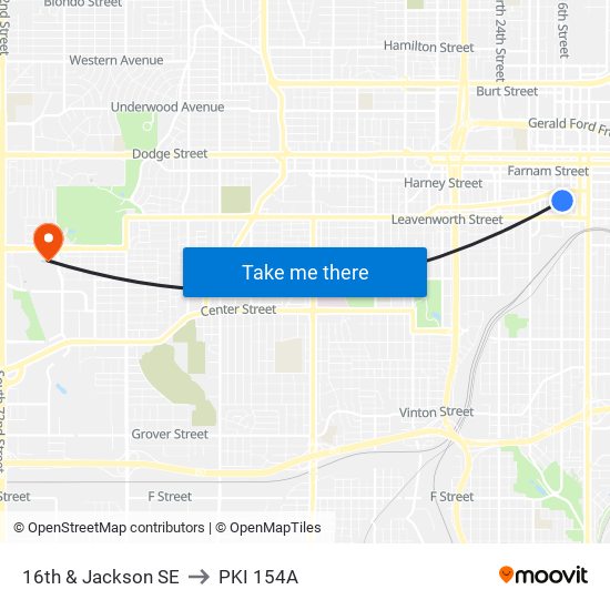 16th & Jackson SE to PKI 154A map