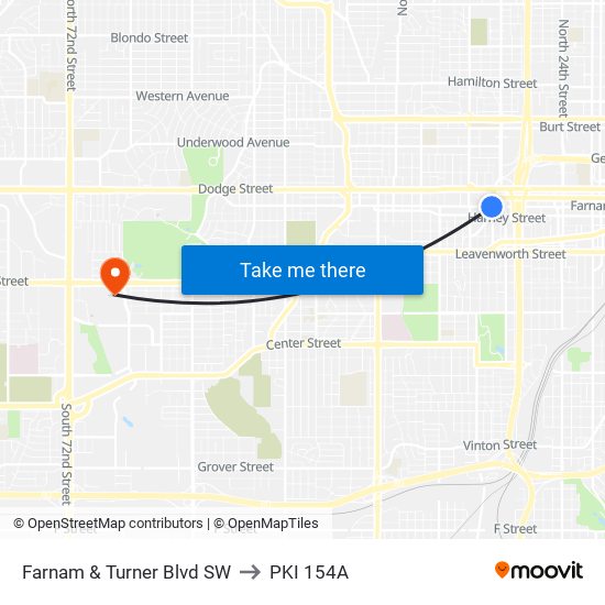 Farnam & Turner Blvd SW to PKI 154A map