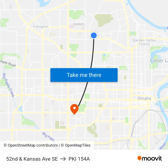 52nd & Kansas Ave SE to PKI 154A map