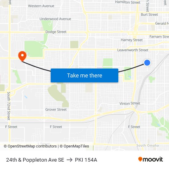 24th & Poppleton Ave SE to PKI 154A map