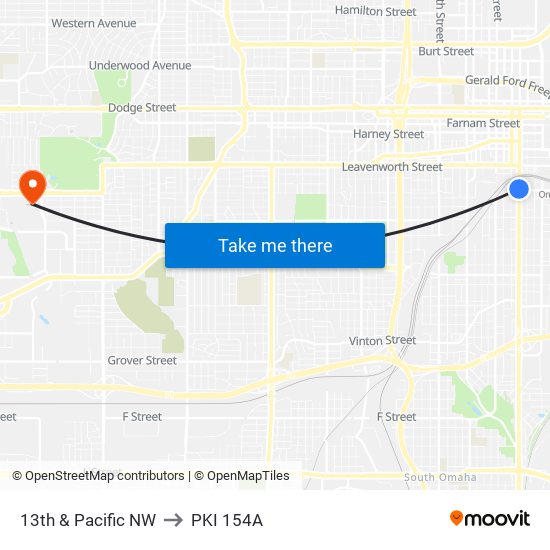 13th & Pacific NW to PKI 154A map