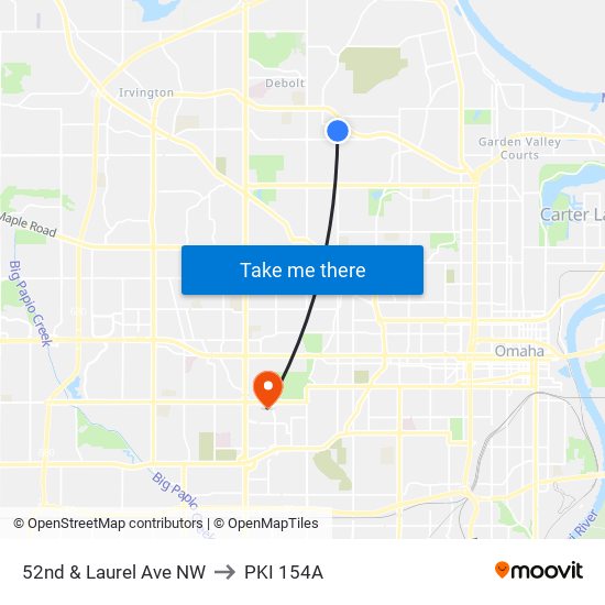 52nd & Laurel Ave NW to PKI 154A map